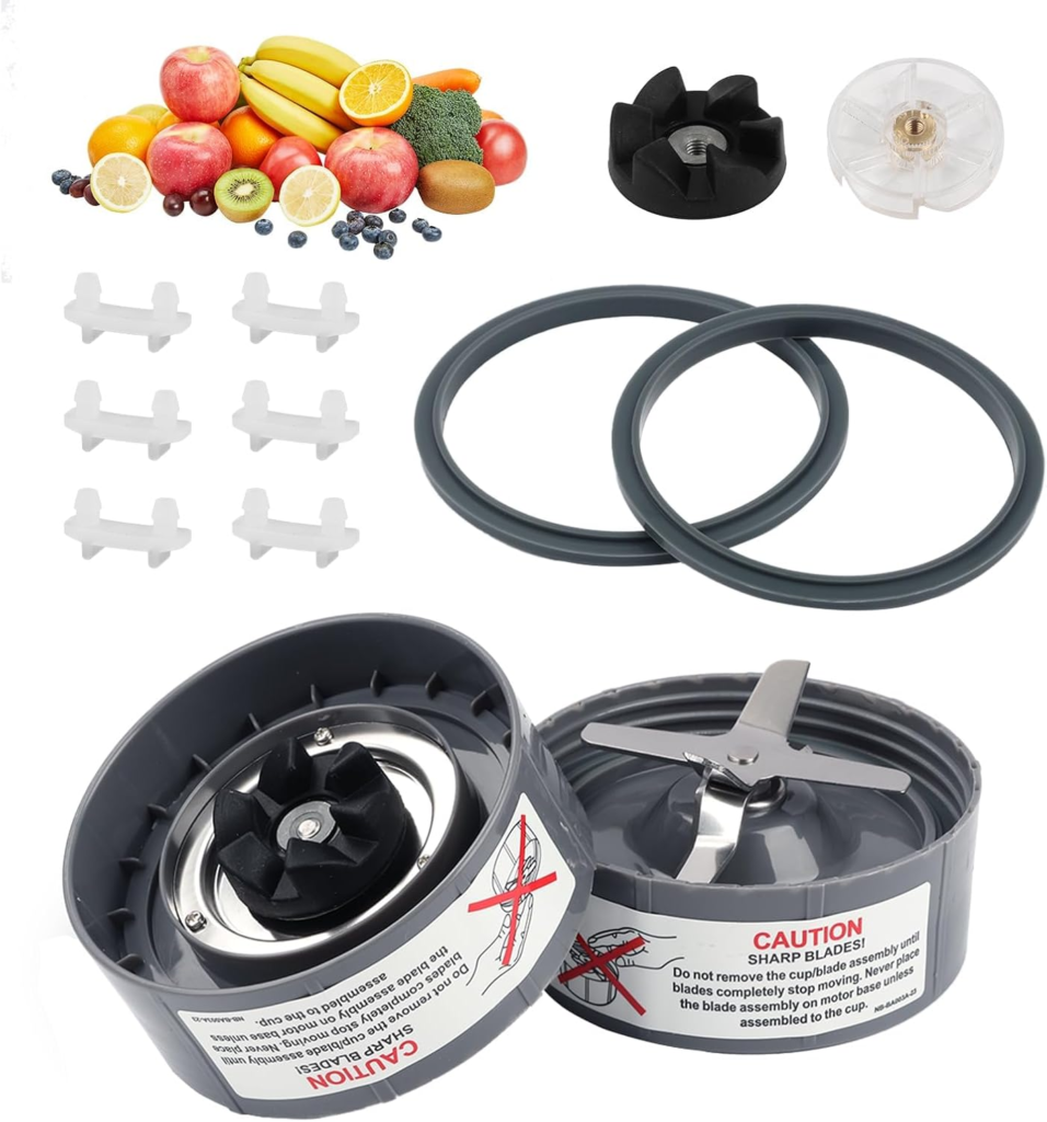 Blender Blade, 2 piezas Blender cuchilla de repuesto, cuchilla de repuesto mezclador, con piñón y base superior y junta de silicona, para mezclador NutriBullet 600w y 900w